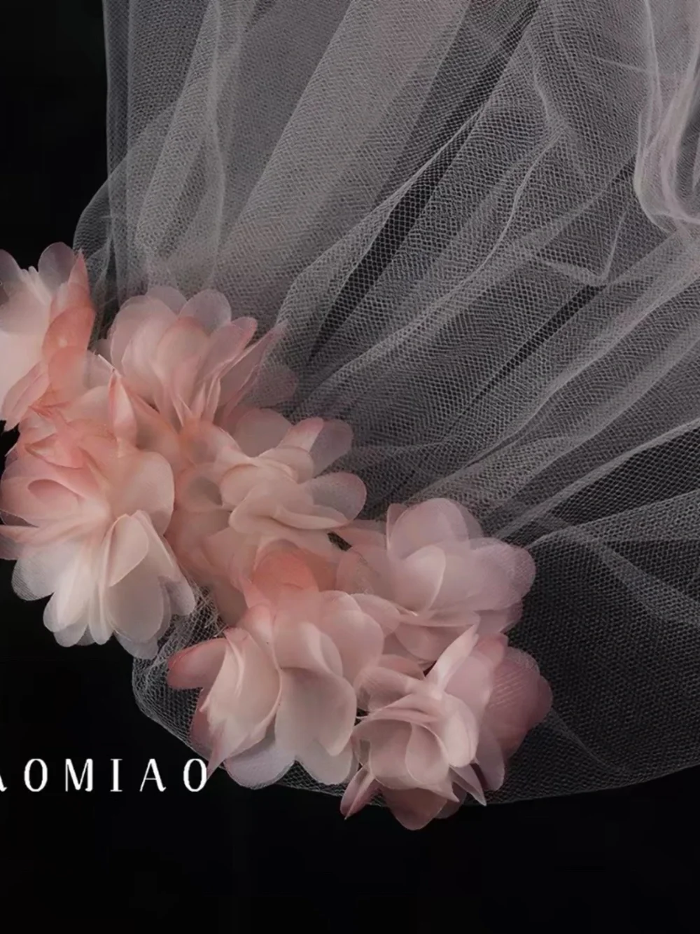 Blush Pink Floral Bridal Veil Wedding Veil
